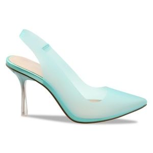 Turquoise See Through Slingback Pump